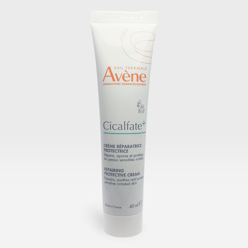 Avène Cicalfate+ Repairing Protective Cream serum in a 100ml bottle, showcasing the skincare product's packaging and branding.