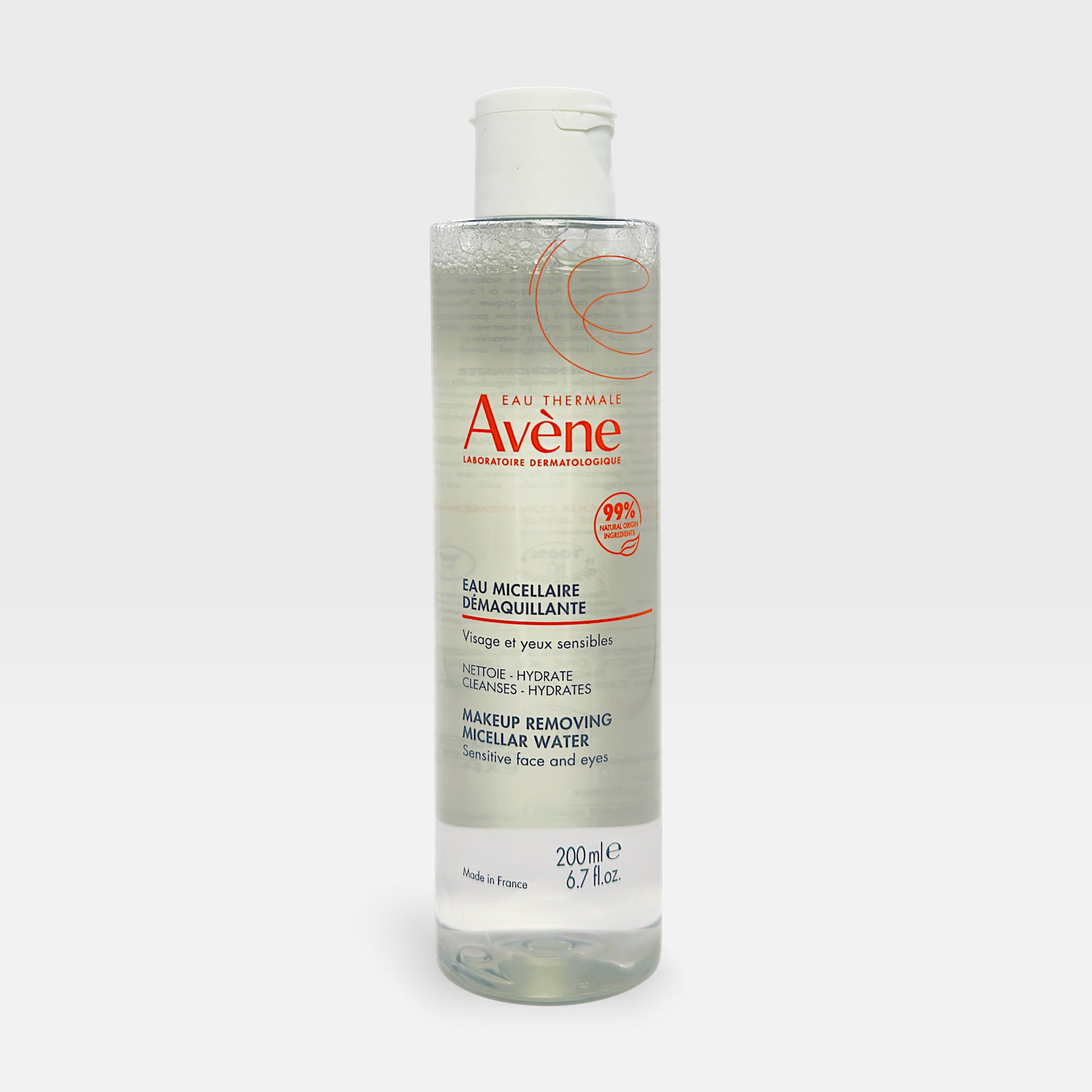 Avène Makeup Removing Micellar Water in 200ml bottle, gentle cleanser for face and eyes, suitable for sensitive skin.