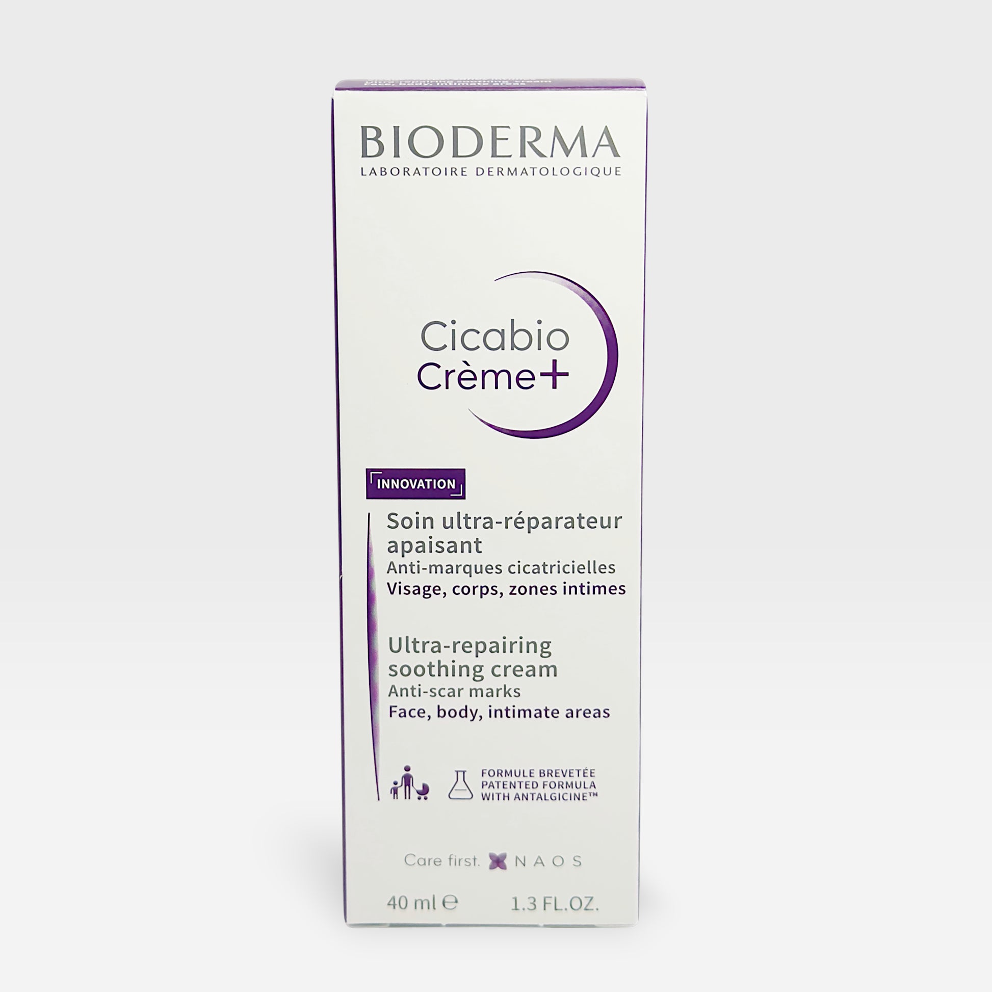 Bioderma Cicabio Soothing Cream 40ml moisturizer tube with white and green packaging, designed for skin soothing and healing.