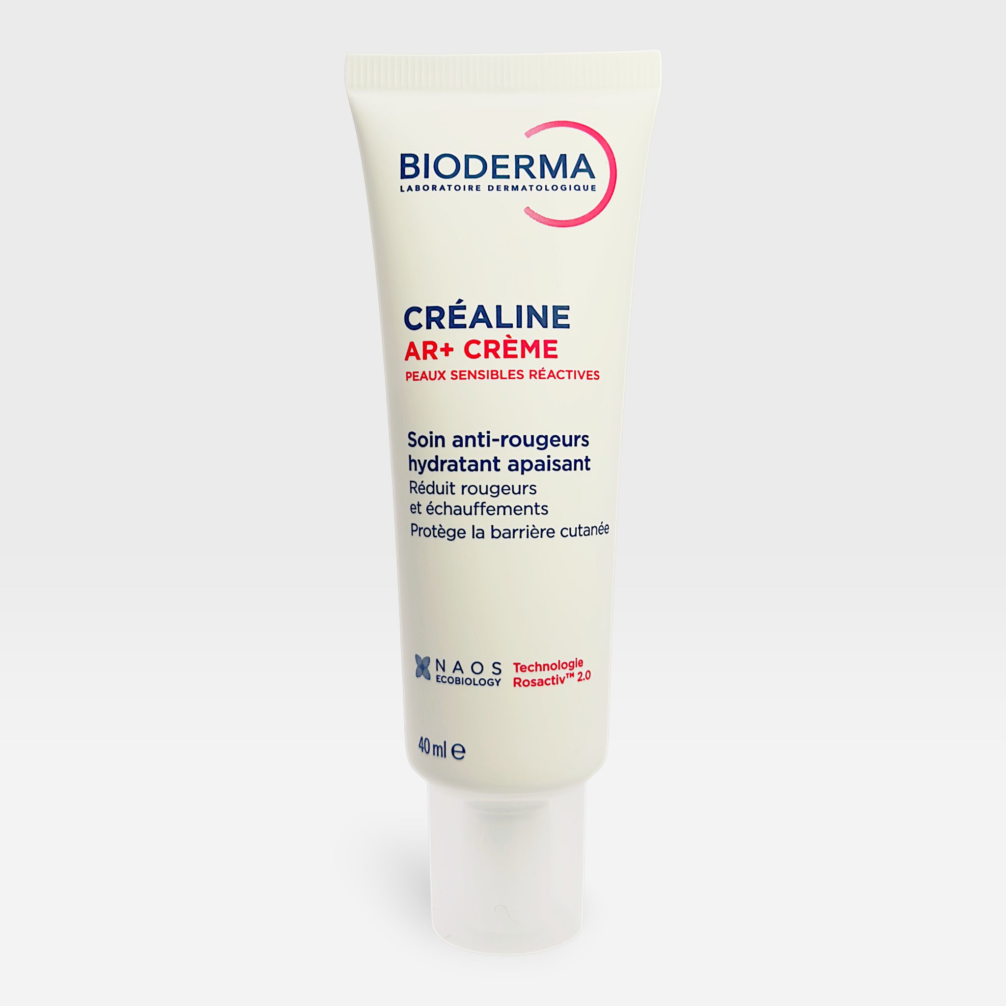 Bioderma Crealine AR+ anti-redness moisturizer in 40 ml tube, soothing cream for sensitive skin with redness relief.