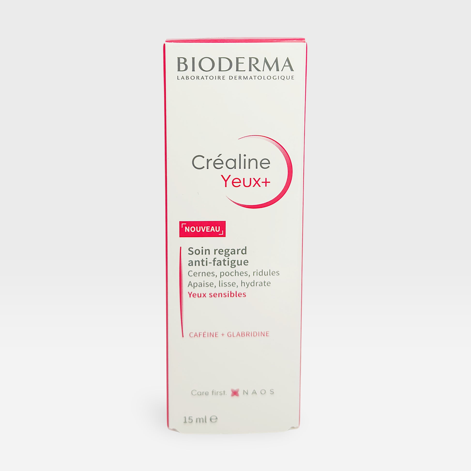 Bioderma Crealine Eyes fluid in a 15ml bottle, gentle eye makeup remover with soothing formula for sensitive skin.