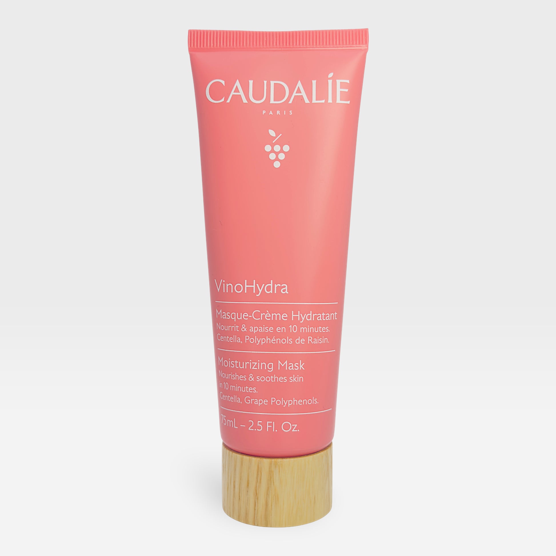 Caudalie VinoHydra Moisturizing Mask in a 75ml jar, showcasing a luxurious skincare mask with a smooth, hydrating texture.