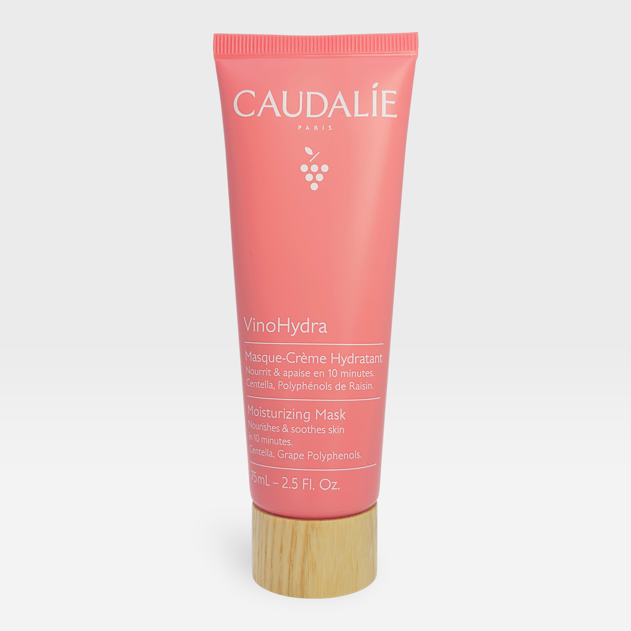 Caudalie VinoHydra Moisturizing Mask in a 75ml jar, showcasing a luxurious skincare mask with a smooth, hydrating texture.