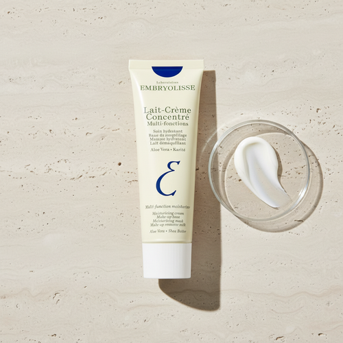 Embryolisse Lait-Crème Concentré moisturizer in 75ml tube, featuring smooth, creamy texture for nourishing skin.