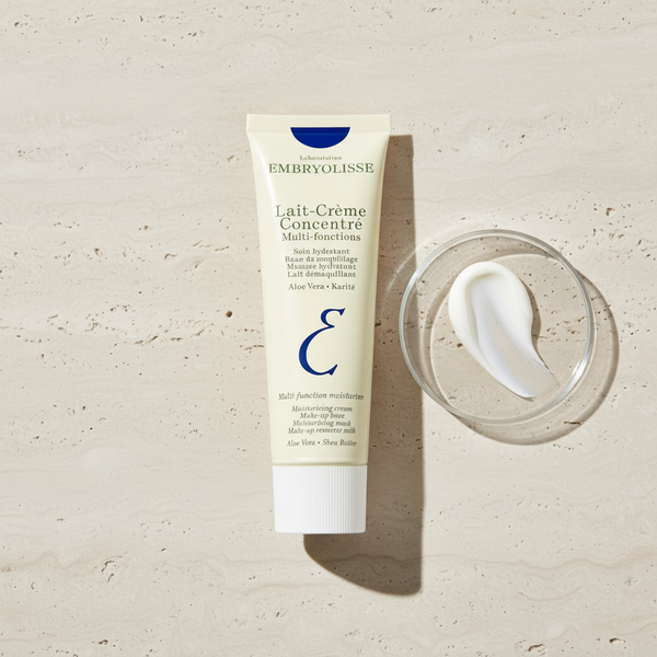 Embryolisse Lait-Crème Concentré moisturizer in 75ml tube, featuring smooth, creamy texture for nourishing skin.
