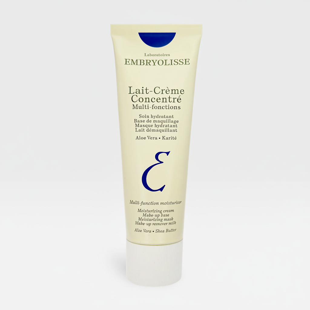 Embryolisse Lait-Crème Concentré moisturizer in a 75ml tube, showing the creamy formulation and packaging.